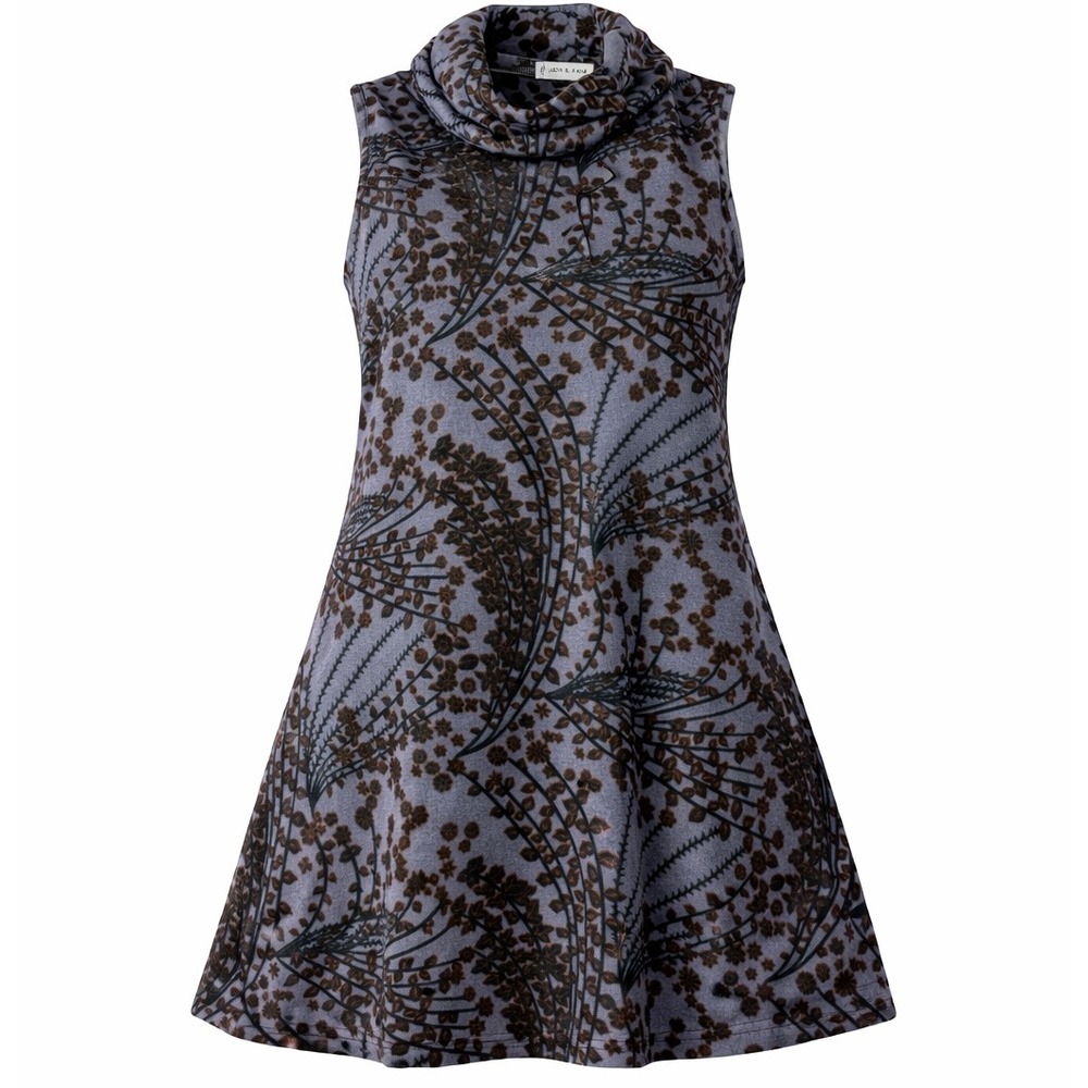 Sleeveless Cowl‎ Neck Floral Print Swing Dress A-Line Coquette Career Womens S